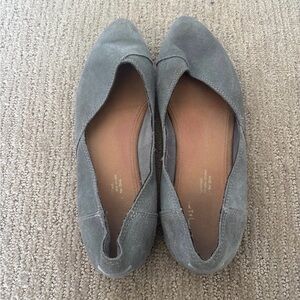 TOMS Gray Suede Pointed-Toe Flats